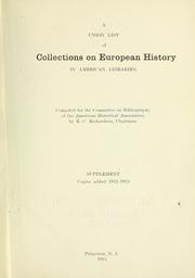 Cover of: A union list of collections on European history in American libraries by American Historical Association. Committee on Bibliography.
