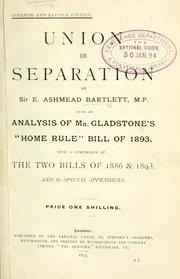 Cover of: Union or separation. by Ashmead-Bartlett, E. Sir
