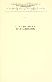 Cover of: Unity and diversity in biochemistry: an introduction to chemical biology.