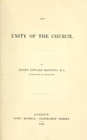 Cover of: The unity of the Church.