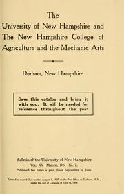 Cover of: University of New Hampshire and the New Hampshire College of Agriculture and the Mechanic Arts: [catalog]