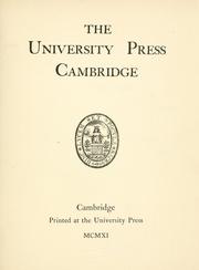 Cover of: University Press Cambridge.