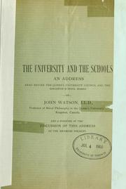 Cover of: The university and the schools by John Watson