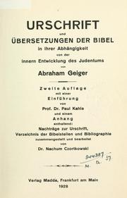 Cover of: Urschrift und Übersetzungen der Bibel: in ihrer Abhängligkeit von der innern Entwicklung des Judentums.