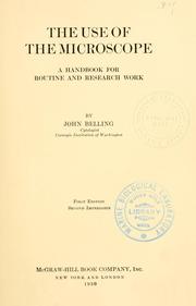 Cover of: use of the microscope: a handbook for routine and research work