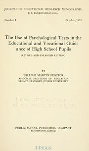 Cover of: The use of psychological tests in the educational and vocational guidance of high school pupils.