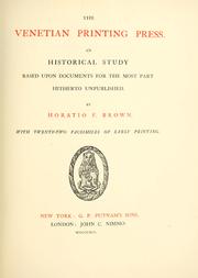 Cover of: The Venetian printing press. by Horatio F. Brown