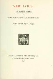 Cover of: Ver lyrae: selected poems of Charles Newton-Robinson ; with seven new lyrics.