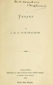 Cover of: Verses. | J. M. K. Schumacher