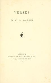 Cover of: Verses by W. H. Mallock