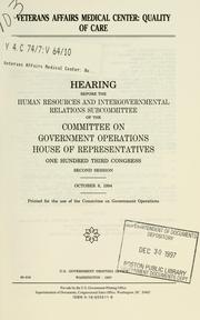 Cover of: Veterans Affairs Medical Center | United States. Congress. House. Committee on Government Operations. Human Resources and Intergovernmental Relations Subcommittee.