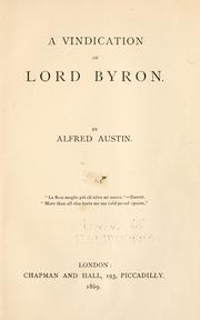 Cover of: A vindication of Lord Byron