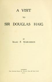 Cover of: visit to Sir Douglas Haig