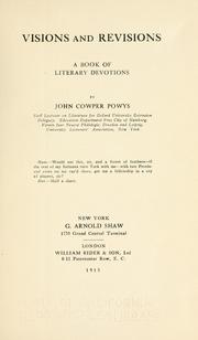 Visions and revisions by John Cowper Powys