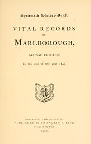 Cover of: Vital records of Marlborough, Massachusetts | Marlborough (Mass.)