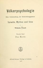 Cover of: Völkerpsychologie by Wilhelm Max Wundt