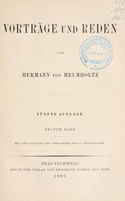 Cover of: Vorträge und reden by Hermann von Helmholtz