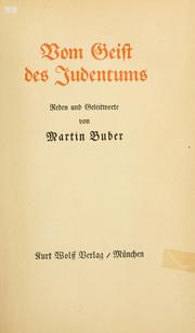 Cover of: Vom Geist des Judentums by Martin Buber