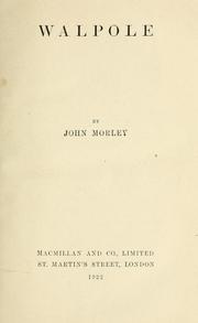 Cover of: Walpole by John Morley, 1st Viscount Morley of Blackburn
