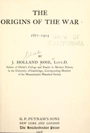 Cover of: The origins of the war, 1871-1914