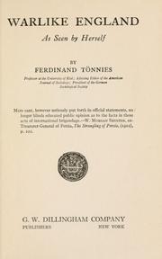 Cover of: Warlike England as seen by herself by Ferdinand Tönnies