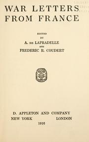 Cover of: War letters from France by Albert Geouffre de Lapradelle