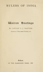 Cover of: Warren Hastings. by Lionel J. Trotter, Lionel J. Trotter