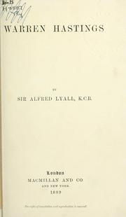 Cover of: Warren Hastings. by Alfred Comyn Lyall