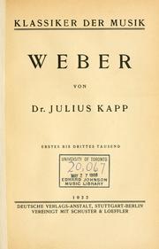 Cover of: Weber. by Kapp, Julius