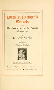 Cover of: Wilhelm Meister's travels by Johann Wolfgang von Goethe