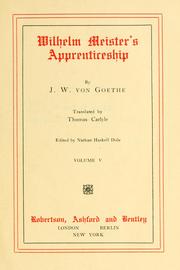 Cover of: Wilhelm Meister's apprenticeship by Johann Wolfgang von Goethe