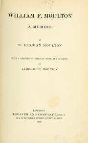 Cover of: William F. Moulton: a memoir