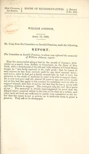 Cover of: William Johnson.: April 17, 1858 ... Report.