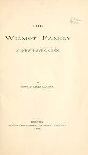 Cover of: Wilmot family of New Haven, Conn.