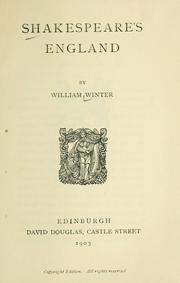Cover of: Shakespeare's England. by William Winter