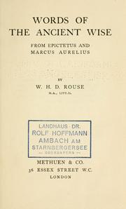 Cover of: Words of the ancient wise by W. H. D. Rouse