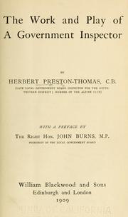 Cover of: The work and play of a government inspector by Herbert Preston-Thomas