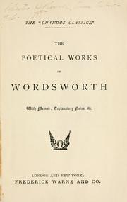 Cover of: The poetical works of Wordsworth. by William Wordsworth