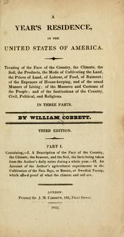 Cover of: A year's residence in the United States of America. by William Cobbett
