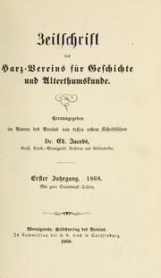Cover of: Zeitschrift des Harz-Vereins für Geschichte und Altertumskunde by 