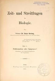 Cover of: Zeit- und Streitfragen der Biologie