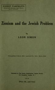Cover of: Zionism and the Jewish problem by Leon Simon