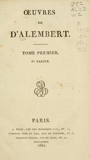 Cover of: Œuvres de d'Alembert by Jean Le Rond d'Alembert