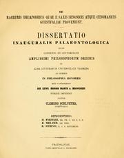 Cover of: De macruris decapodibus quae e saxis senonicis atque cenomanicis guestfaliae proveniunt. by Clemens Schlüter