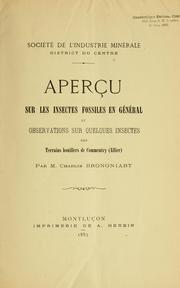 Cover of: Apercu sur les insectes fossiles en general.