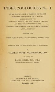 Cover of: Index zoologicus no. II. by Zoological Society of London.