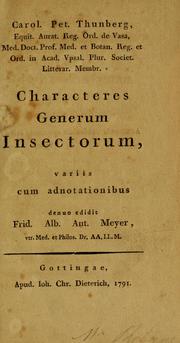 Cover of: Characteres generum insectorum, variis cum adnotationibus by Carl Peter Thunberg