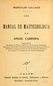 Cover of: Manual de mastozoología.