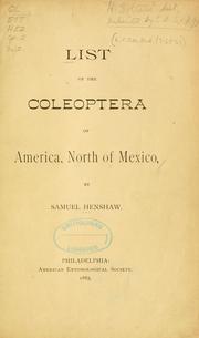 List of the Coleoptera of America, north of Mexico by Samuel Henshaw