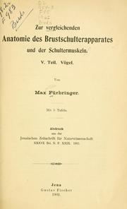 Cover of: Zur vergleichenden Anatomie des Brustschulterapparates und der Schultermuskeln.